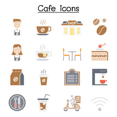 Cafe, Coffee icon set in thin line style