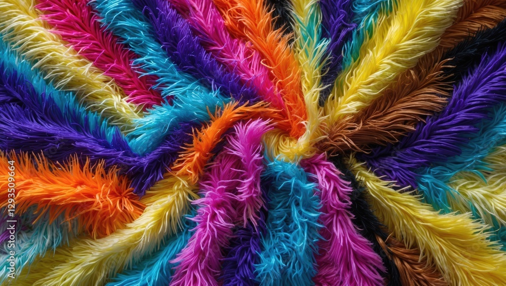 Poster vibrant abstract background featuring colorful shaggy textile fibers creating a lively and warm home