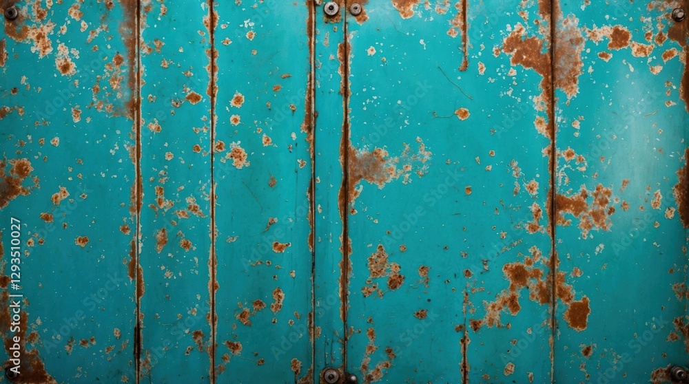 Poster worn turquoise metal sheet background with grunge texture showcasing rust and weathered details for 