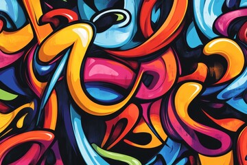 Naklejka premium Intricate graffiti explosion in vibrant urban setting. Neural network AI generated