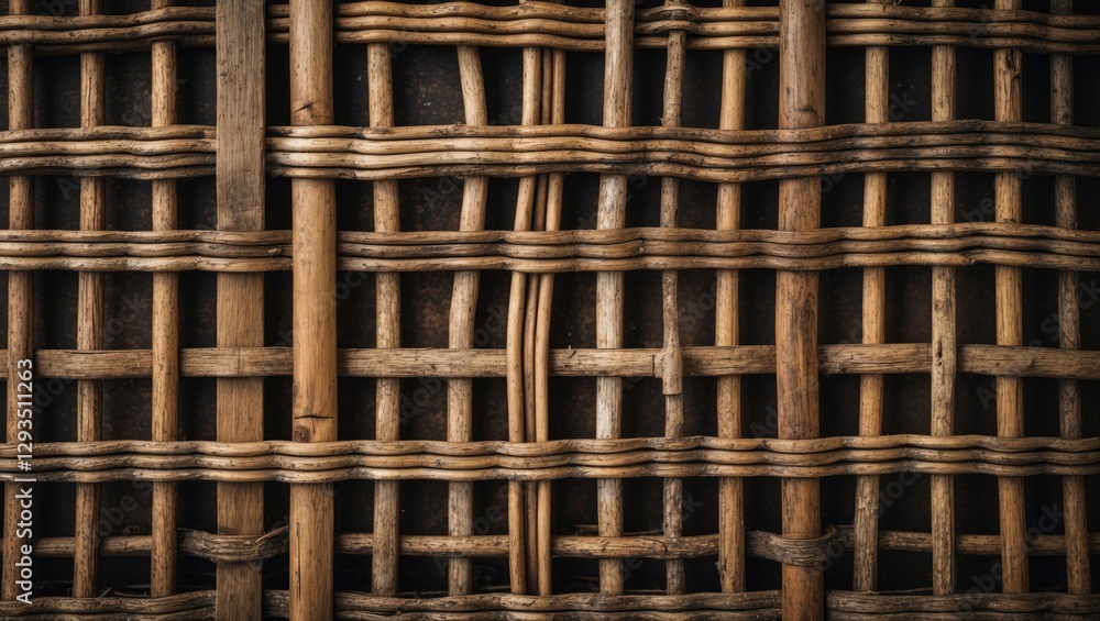 Poster weathered wicker texture with brown background ideal for crafts and design projects