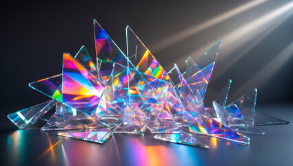 Prismatic glass shard refraction