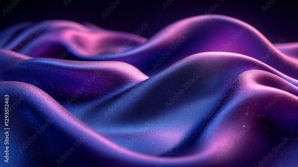 Aufkleber abstract waves of purple and blue silk fabric illuminated with soft lighting. elegant texture and co