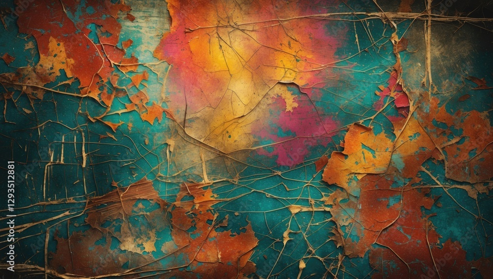 Poster colorful grunge texture with scratches and abstract patterns creating a retro feel suitable for vari
