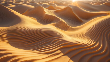 Surreal heatwave distortion over golden desert dunes