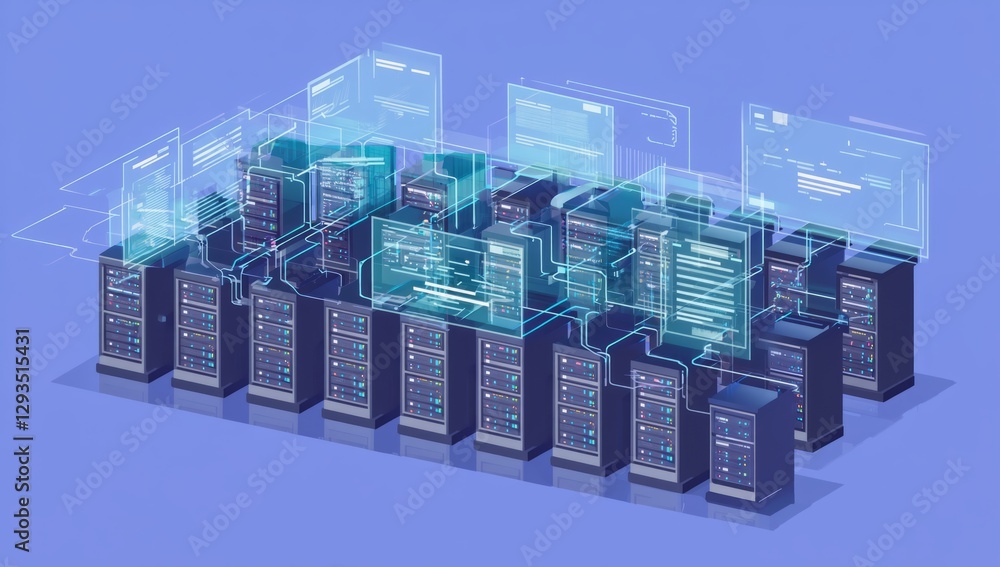 Poster data center servers processing information