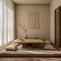 This cozy room shows the interior design of a table
