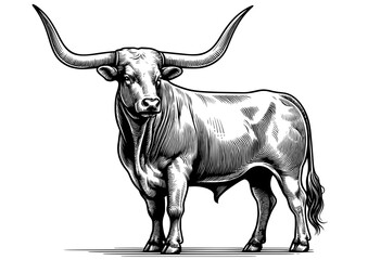 Vector Illustration of a Texas Longhorn