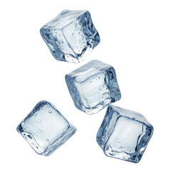 Four flying ice cubes cut out
