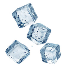 Four flying ice cubes cut out
