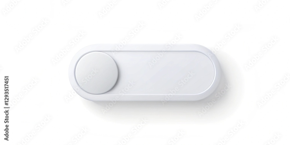 Poster a white button with a white circle on it sits on a white background. the button is small and circula