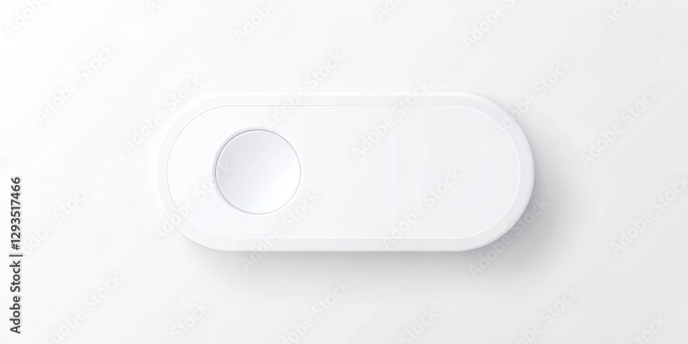 Poster a white button with a white circle on it. the button is a toggle switch
