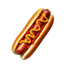 Closeup of hotdog isolated on transparent background. 