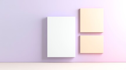 Minimalist geometric design with pastel-colored rectangles on a soft wall background, creating a modern artistic vibe.