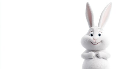 Fototapeta premium Whimsical Cartoon Rabbit Character with Friendly Smile and Ears