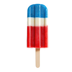 A classic red, white, and blue rocket popsicle with vibrant colors, perfect for summer treats, patriotic celebrations, and refreshing desserts.  
