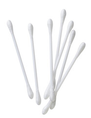 Cotton swabs for ears cut out on a white.