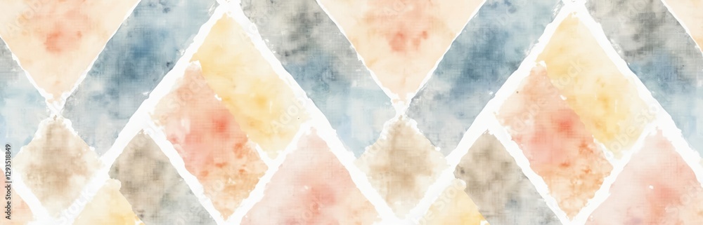 Poster watercolor seamless pattern of colorful triangles. triangles arranged in grid pattern are filled wit