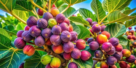 Aerial View Ripe Goolar Figs Ficus Racemosa Cluster Figs Treetop Fruiting Abundant Harvest