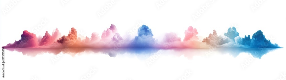 Poster vibrant colorful clouds with reflections on a smooth surface
