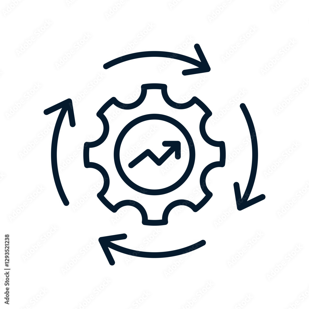 Poster optimization process concept. vector linear icon isolated on white background.