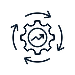 Optimization process concept. Vector linear icon isolated on white background.