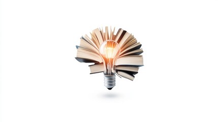 Conceptual Image of Light Bulb and Open Book Representing Ideas