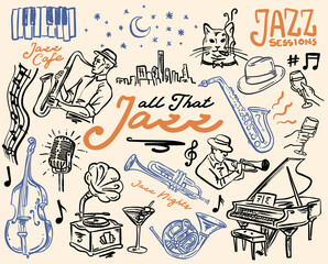 All That Jazz Whimsical  Hand Drawn Set