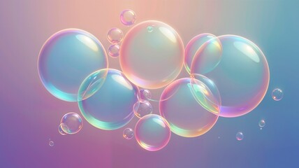 Soap bubbles background, bright and colorful, on a light background