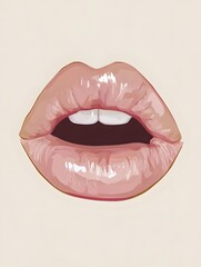 Obraz premium Pink Kissable Lips Lipstick Kiss Mouth cosmetics beauty