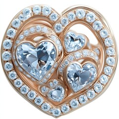 Rose Gold Heart Ring with Blue Diamonds