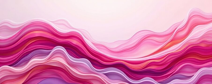 Elegant swirls of pink waves with watercolor effect, artistic, gentle