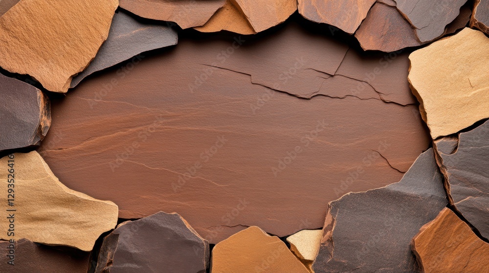 Poster subterranean brown background with cavern stone texture and mineral deposit pattern