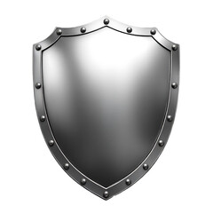 Metal shield. Medieval armor. Icon protection and security. 3d realistic vector, Isolated on transparent background. 