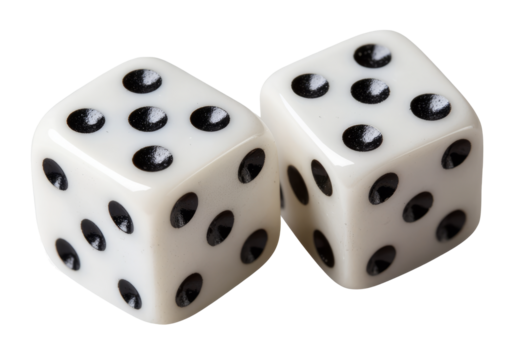 Two dices with black dots cut out
