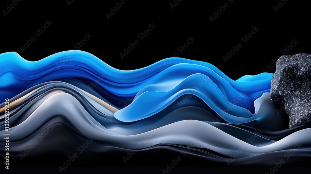 Aufkleber sapphire cascade background with flowing gemstone texture and liquid rock pattern