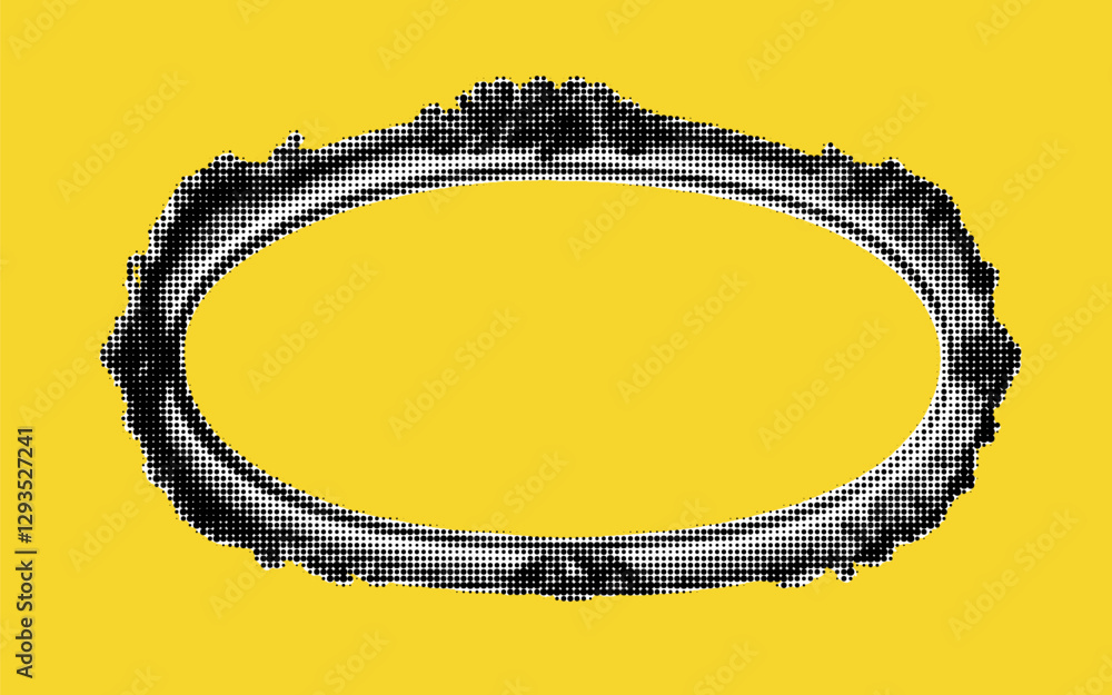 Poster creative collage featuring a halftone frame set against a vibrant yellow backdrop, evoking artistic 