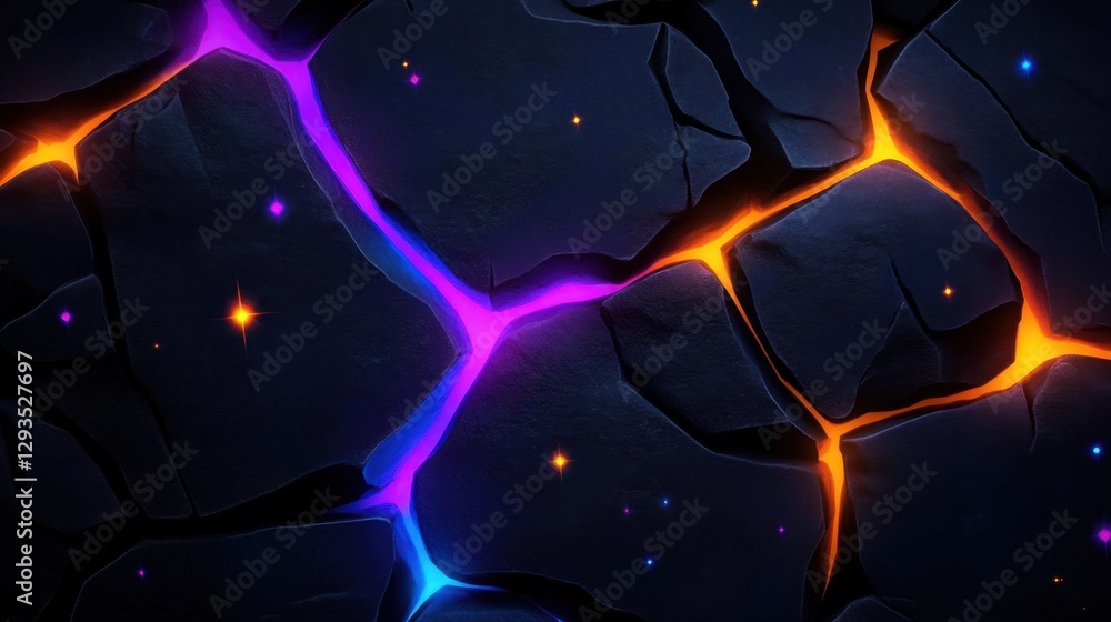 Poster starlit basalt background with dark stone texture and glowing constellation pattern