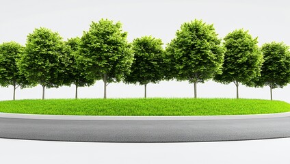 Obraz premium Green Trees Lush Grass Road Landscape Spring Nature 3d art park view calm plant model