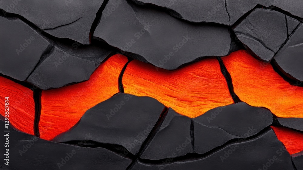 Poster volcanic dusk background with hardened lava rock texture and ember glow pattern
