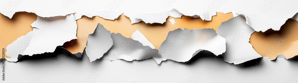 Poster torn paper background with golden color and shadow effects