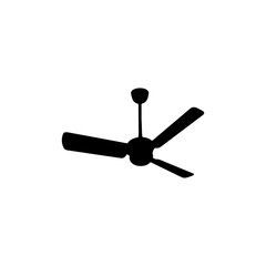 Black Ceiling fan silhouette vector illustration on white background