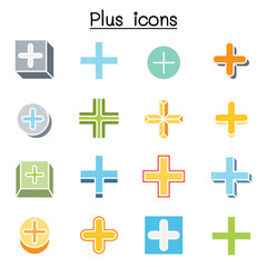 Fototapeta premium Plus, Positive , Cross Add icon set in thin line style