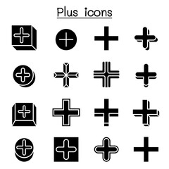 Plus, Positive , Cross Add icon set in thin line style