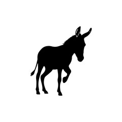 Black Donkey feet up silhouette vector illustration on white background