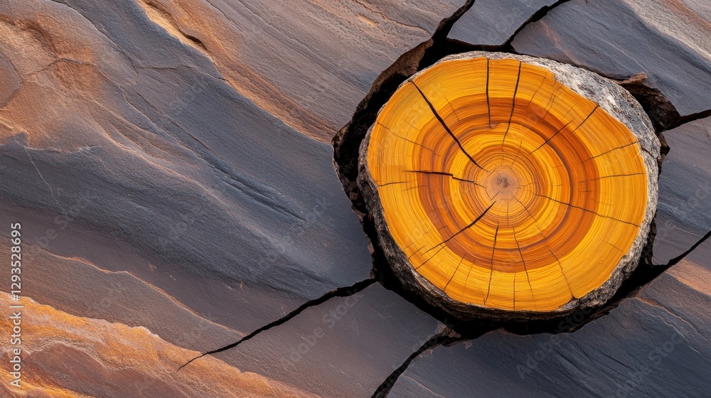 Aufkleber petrified wood background with fossilized bark texture and ringed pattern
