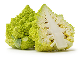 Romanesco broccoli cabbage (or Roman Cauliflower) isolated on white background