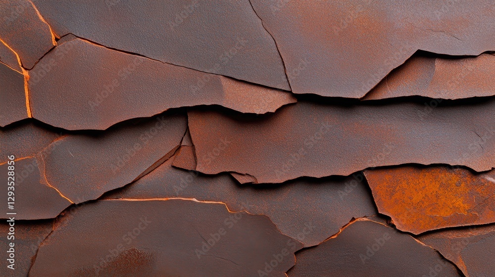 Poster rusted iron background with oxidized rock texture and corroded vein pattern