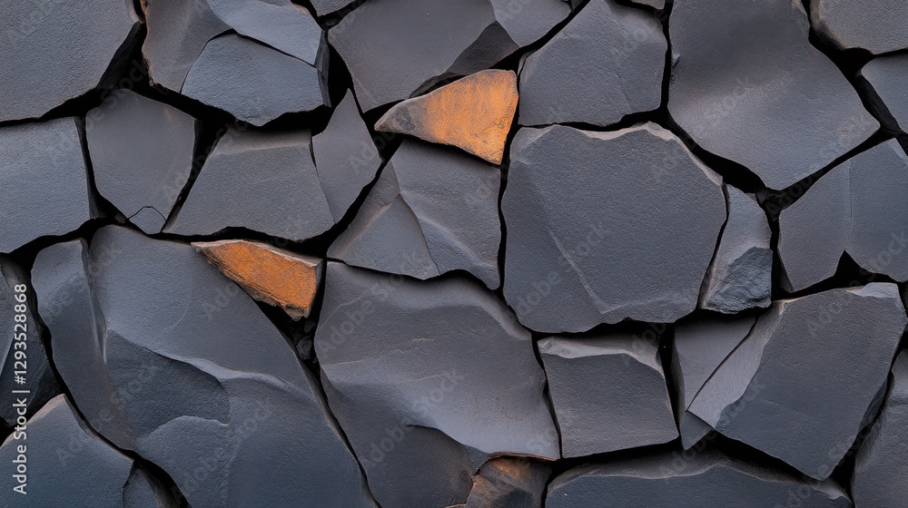 Poster ashen basalt background with cooled lava rock texture and rugged crack pattern