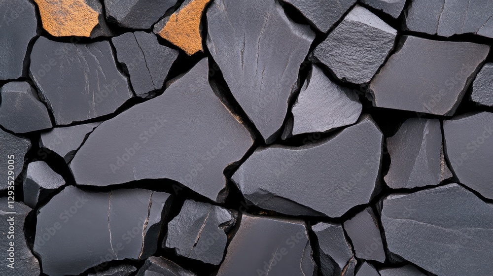 Aufkleber ashen basalt background with cooled lava rock texture and rugged crack pattern